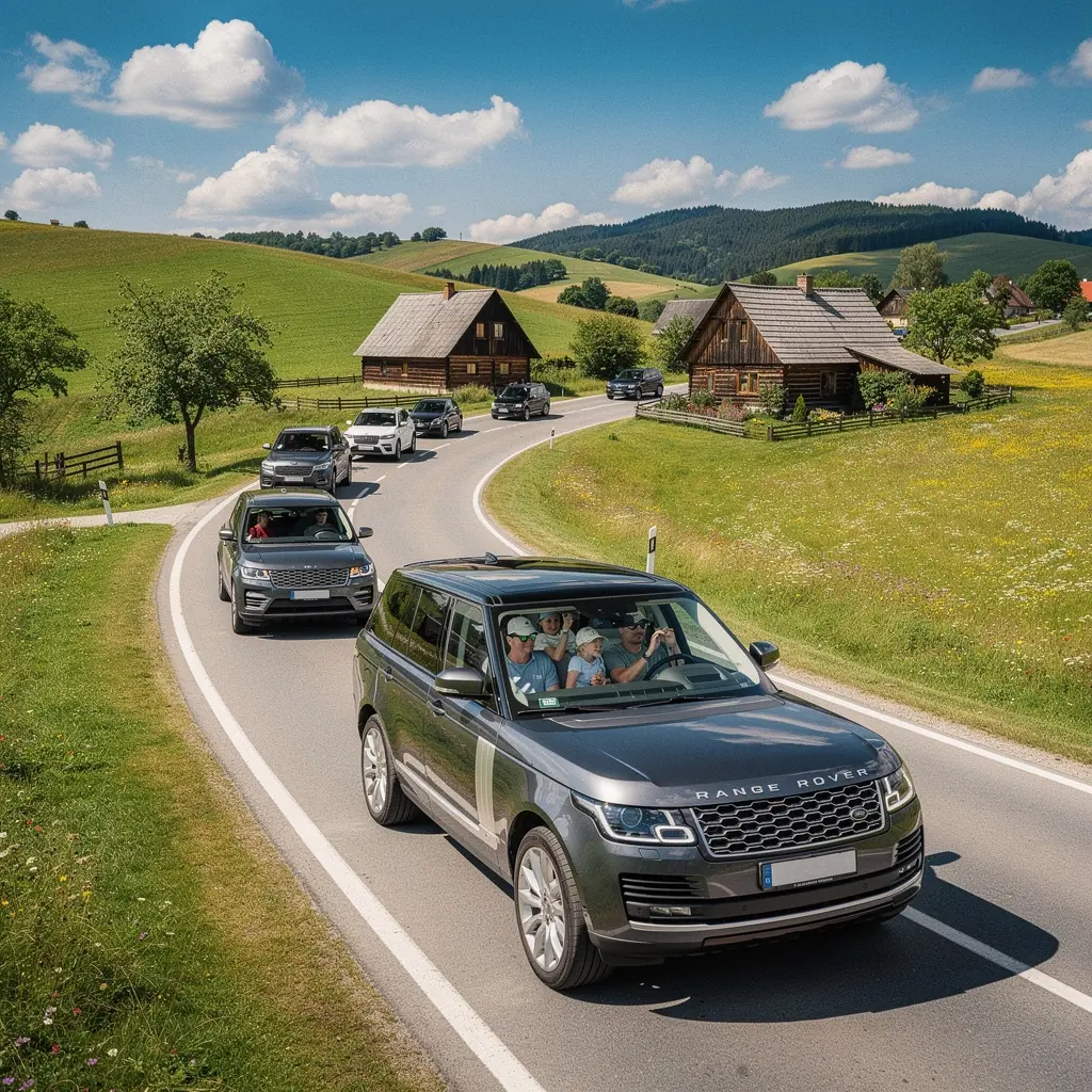 Vůz s neomezeným počtem kilometrů na pozadí českého hradu.